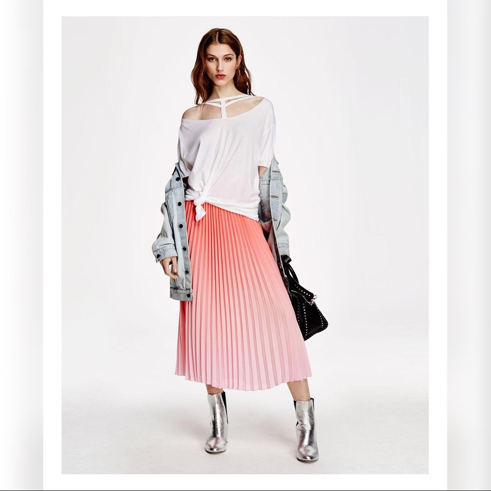 Maje Jonaelle Ombre Pleated Skirt In Pink Size 1